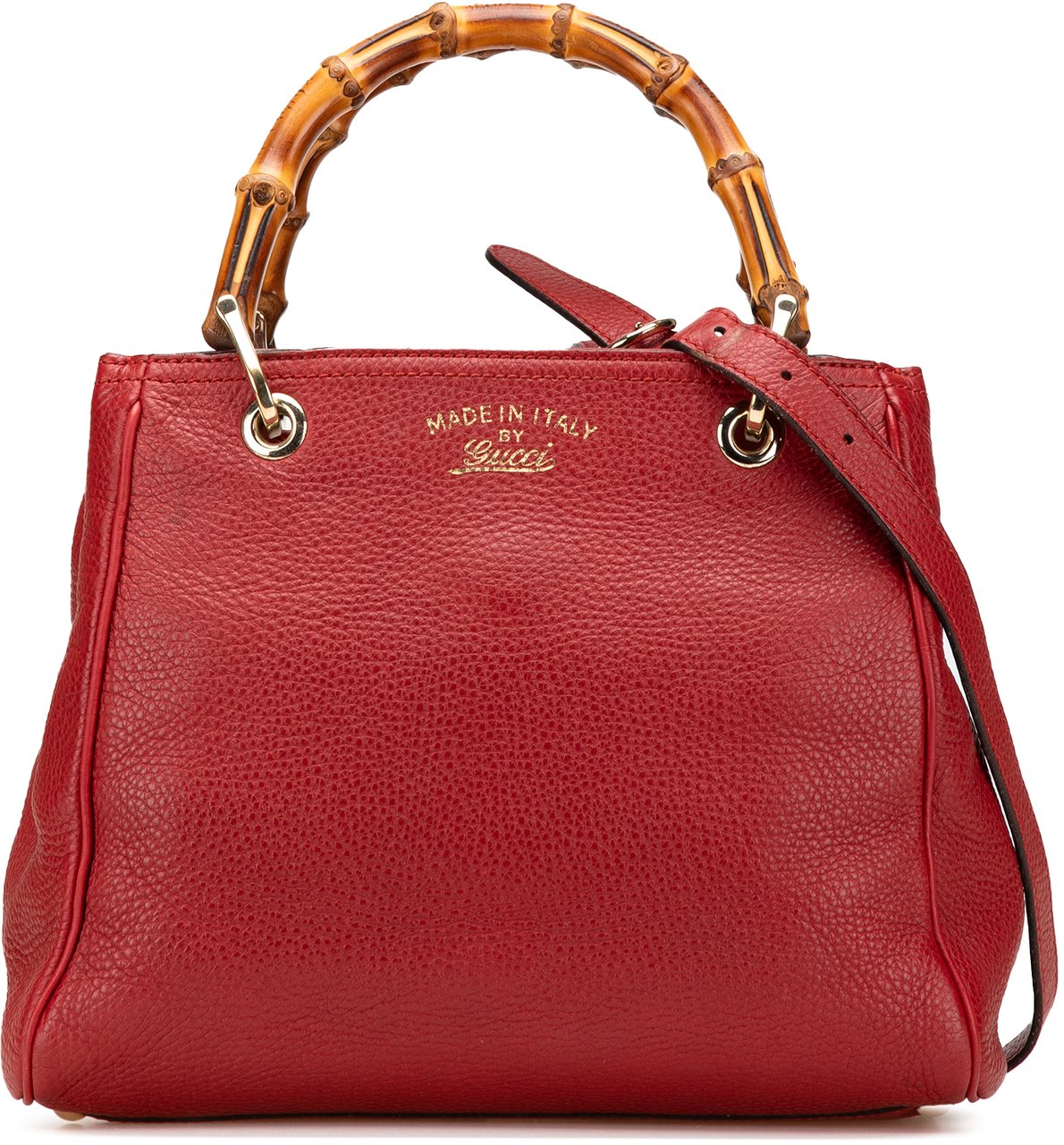 Gucci Small Calfskin Bamboo Shopper Satchel Rood