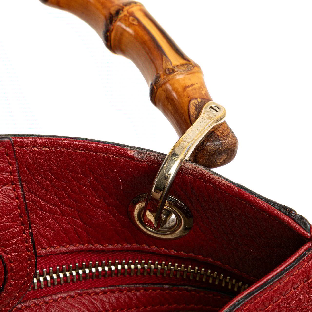 Gucci Small Calfskin Bamboo Shopper Satchel Rood