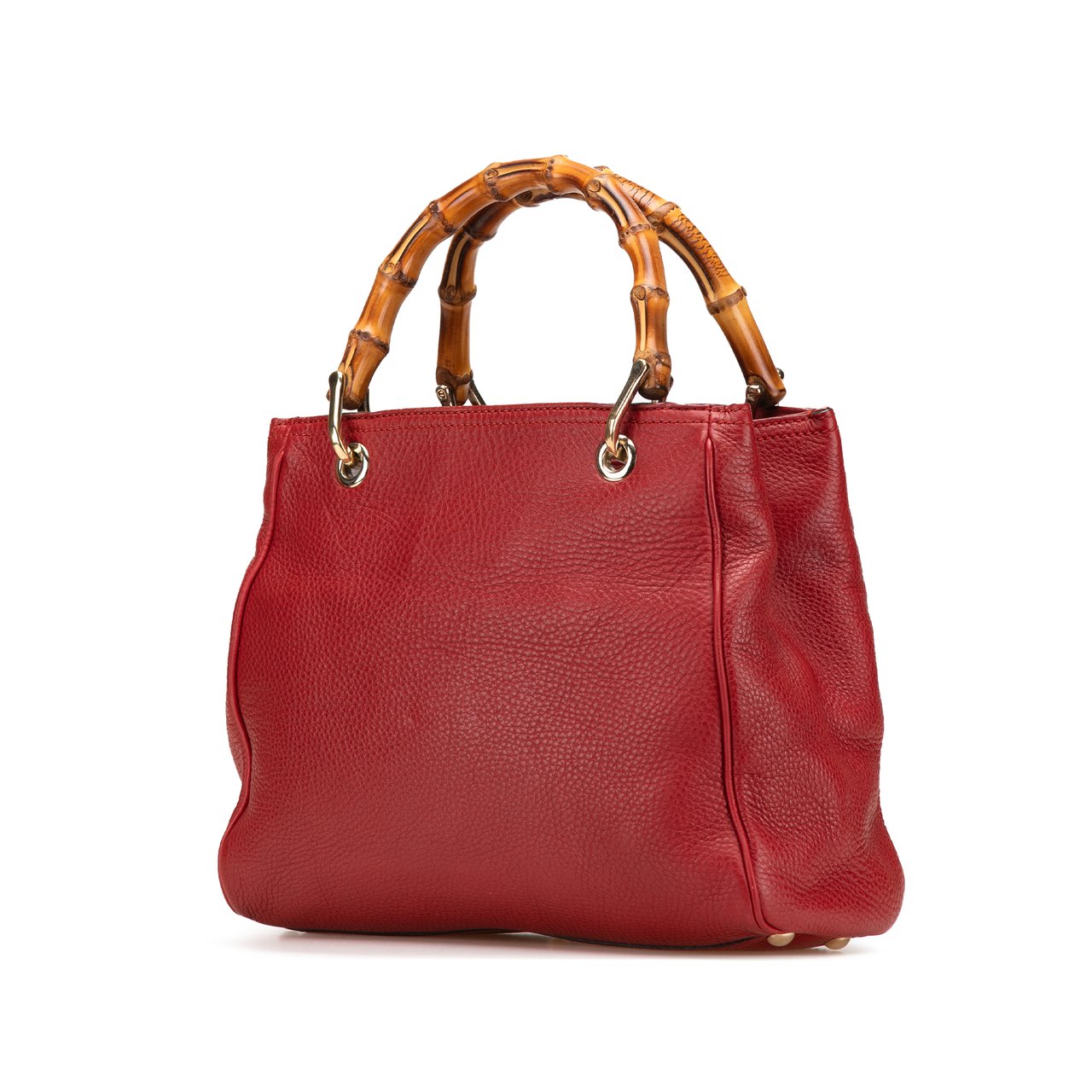 Gucci Small Calfskin Bamboo Shopper Satchel Rood