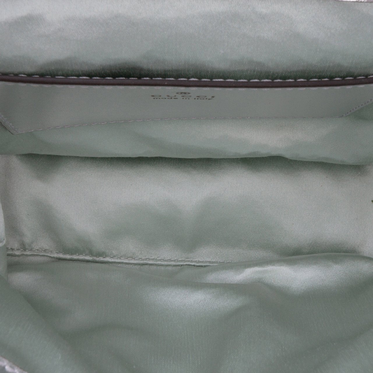 Gucci Mini GG Marmont Matelasse Iridescent Leather Flap Crossbody Groen