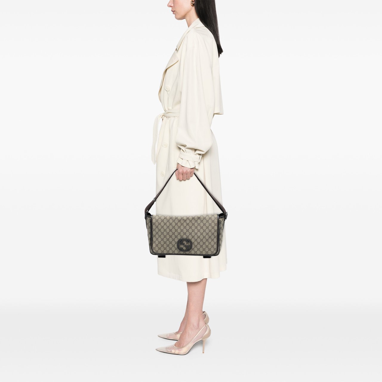 Gucci GG Supreme Interlocking G Crossbody Bruin