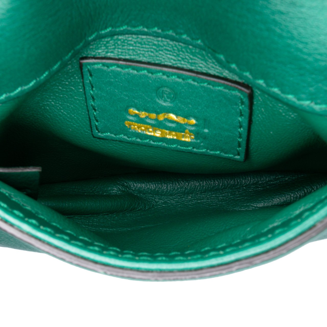 Gucci Textured Calfskin Blondie Card Case on Strap Groen