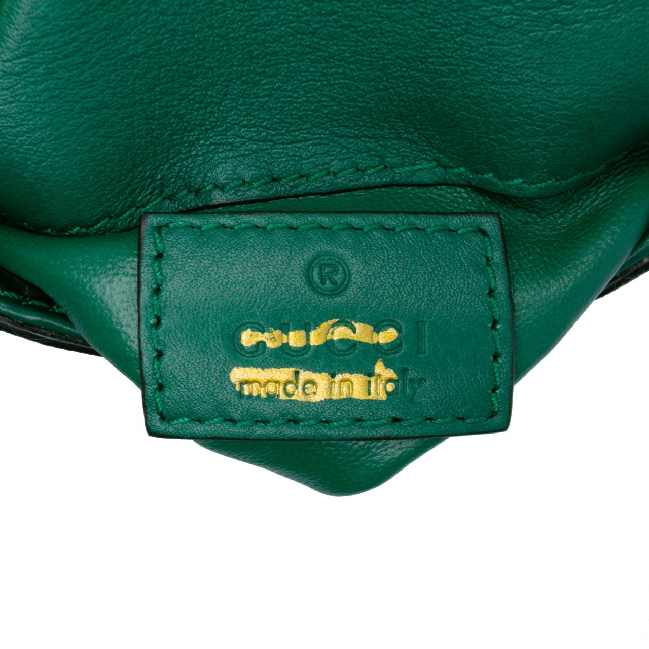 Gucci Textured Calfskin Blondie Card Case on Strap Groen