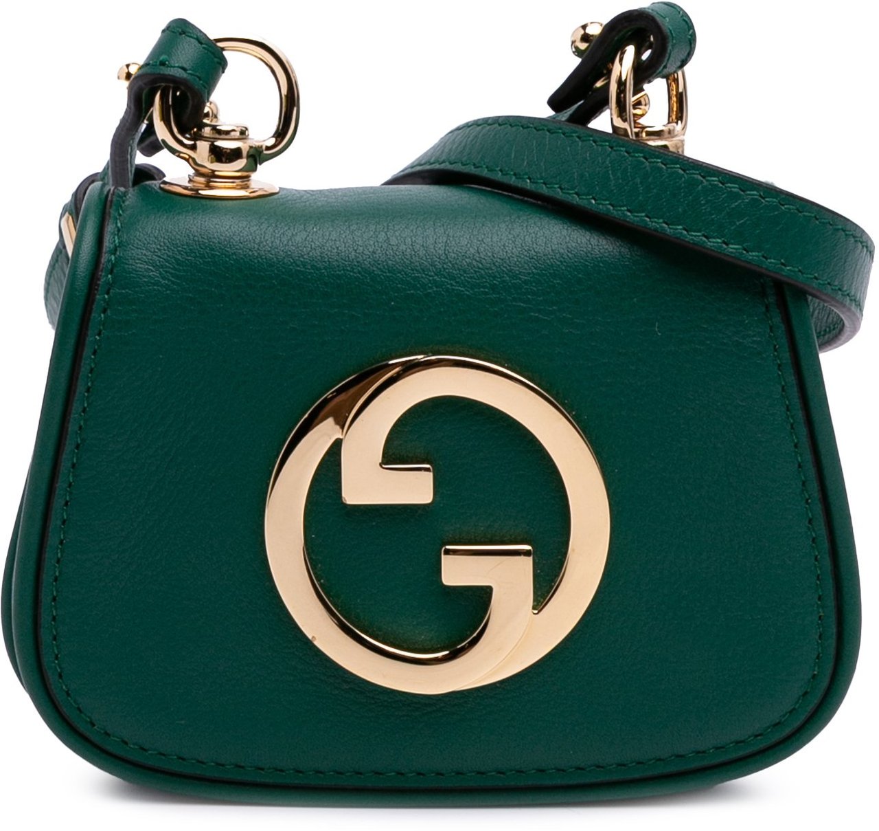 Gucci Textured Calfskin Blondie Card Case on Strap Groen