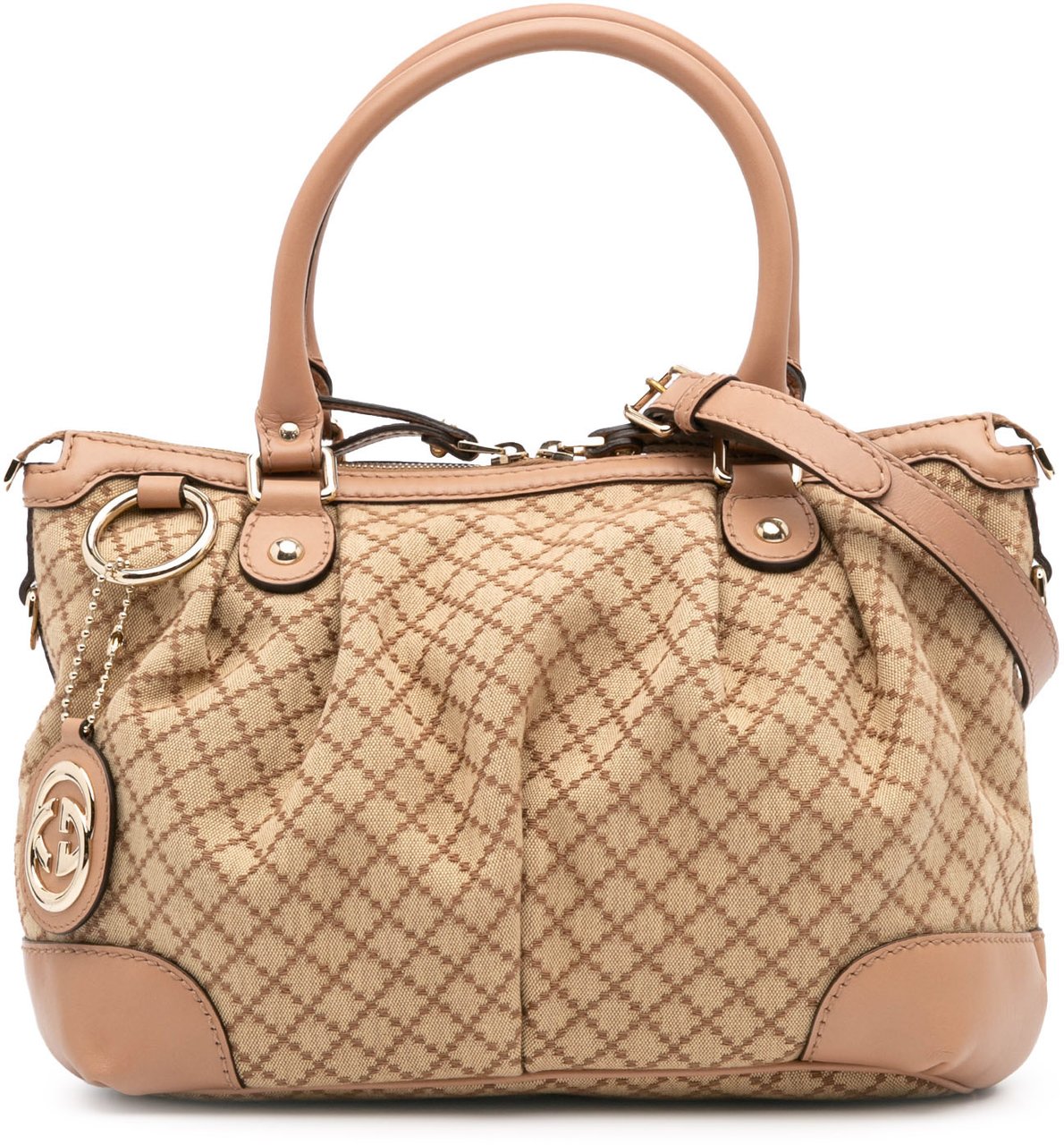 Gucci Diamante Canvas Sukey Satchel Bruin