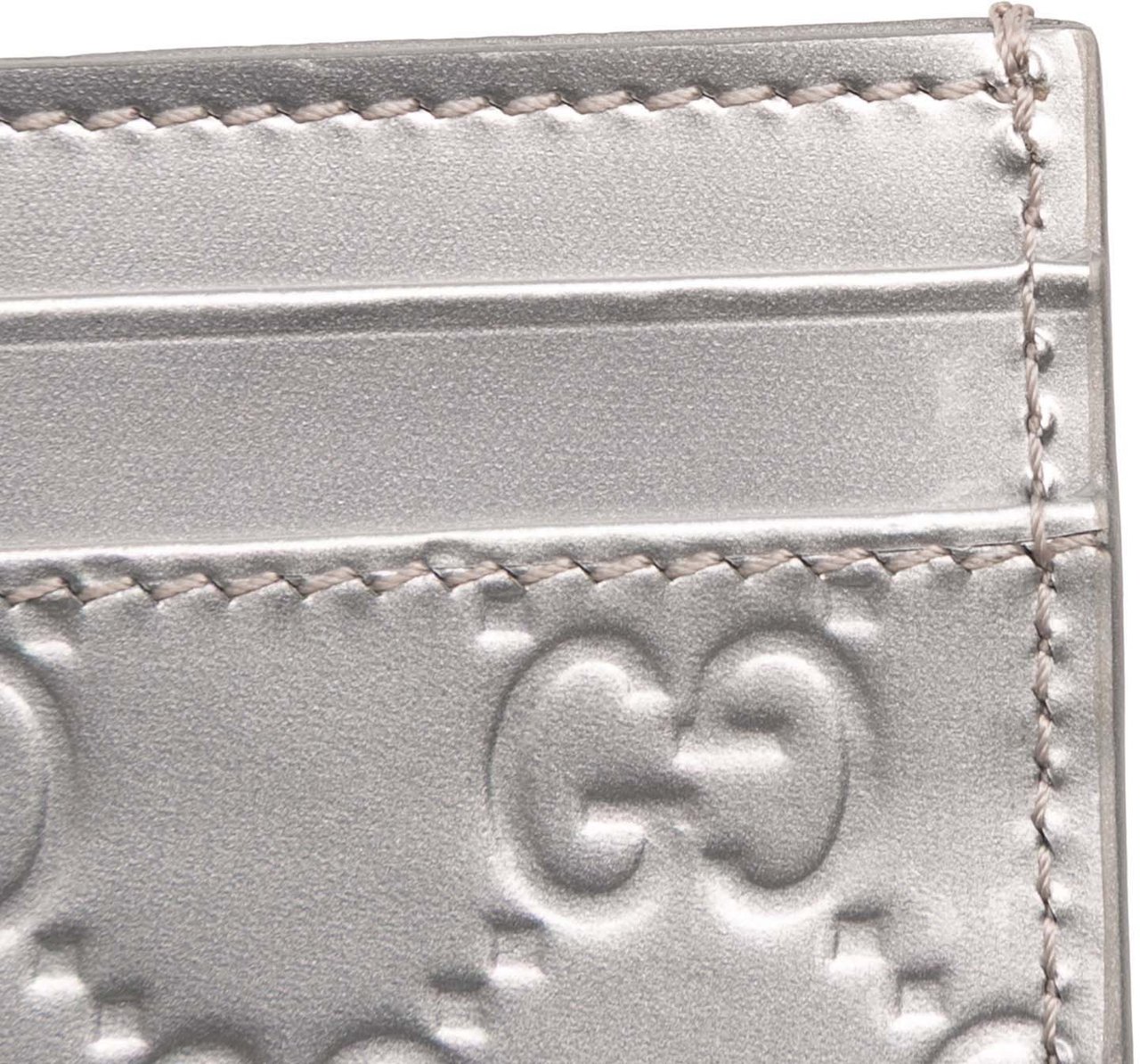 Gucci Patent Guccissima Card Holder Zilver