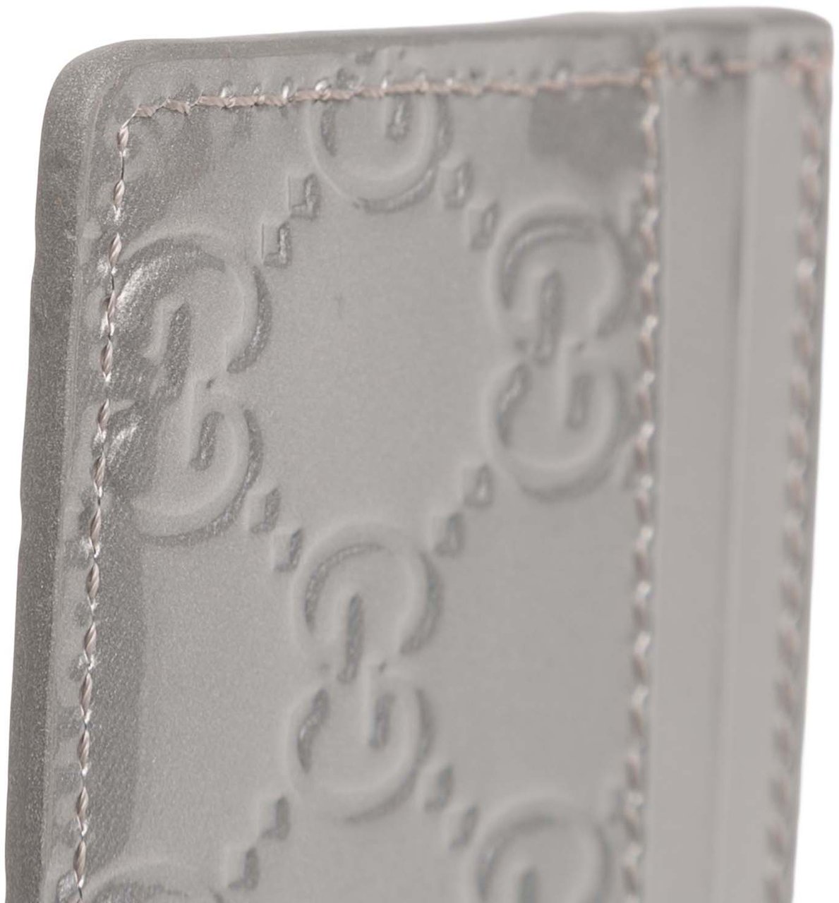 Gucci Patent Guccissima Card Holder Zilver