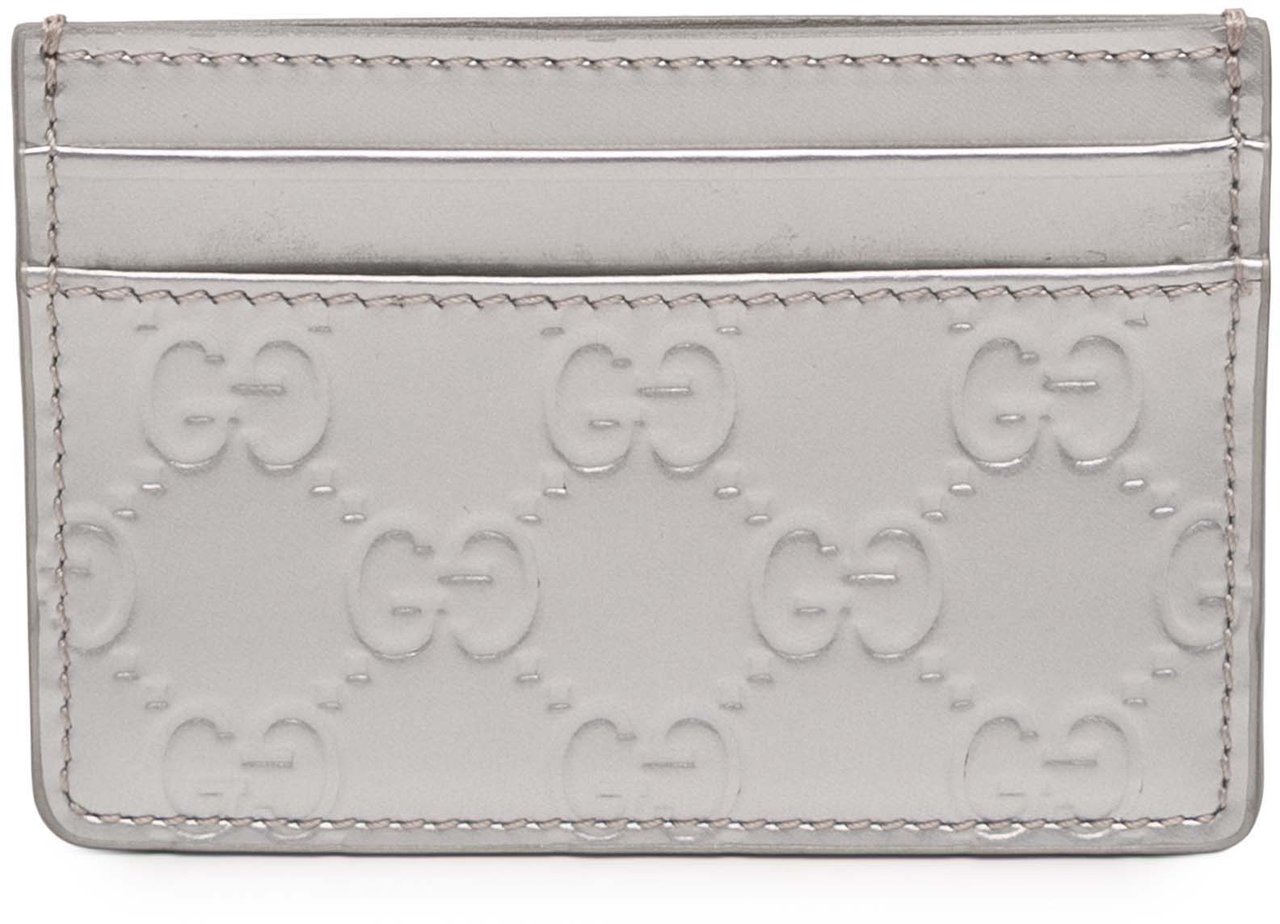 Gucci Patent Guccissima Card Holder Zilver