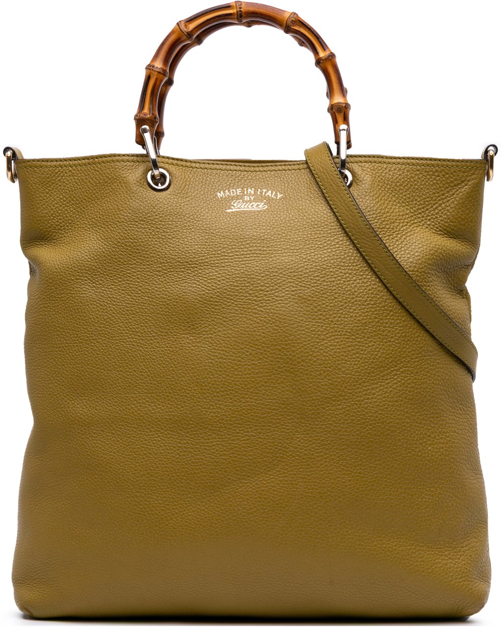 Gucci Tall Leather Bamboo Shopper Tote Geel