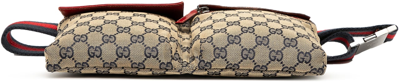 Gucci GG Canvas Web Double Pocket Belt Bag Bruin