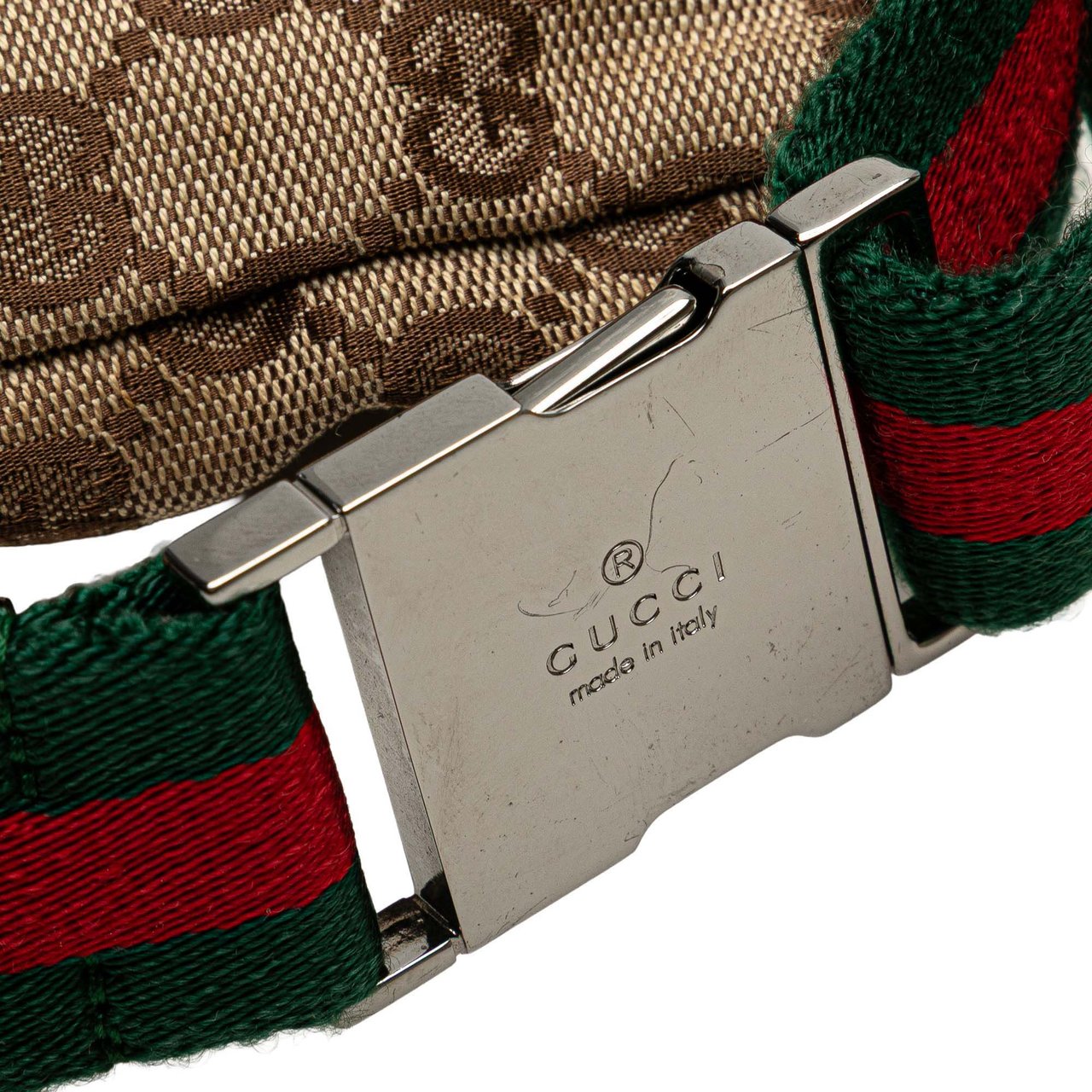 Gucci GG Canvas Web Double Pocket Belt Bag Bruin