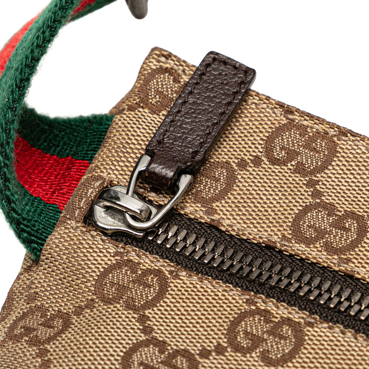 Gucci GG Canvas Web Double Pocket Belt Bag Bruin