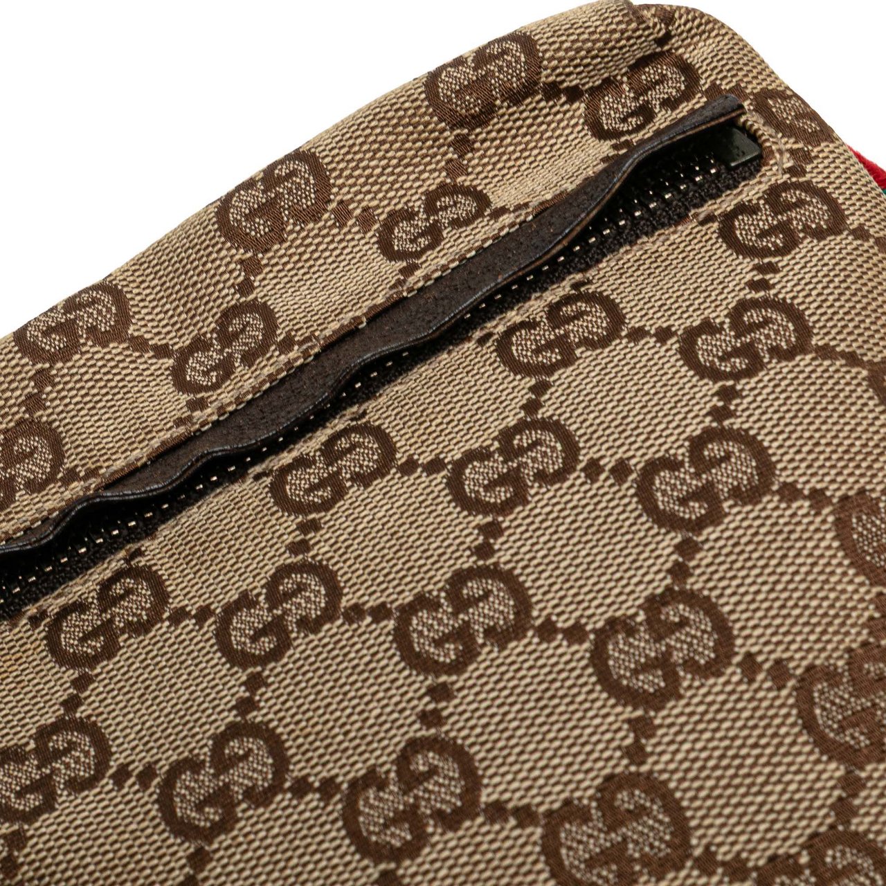 Gucci GG Canvas Web Double Pocket Belt Bag Bruin