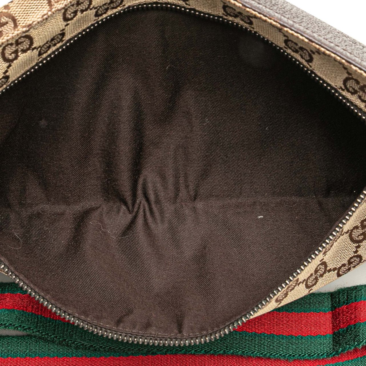 Gucci GG Canvas Web Double Pocket Belt Bag Bruin