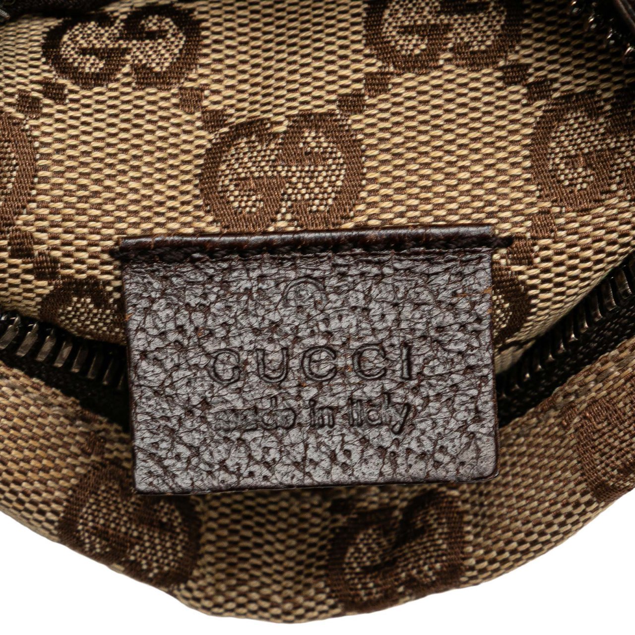 Gucci GG Canvas Web Double Pocket Belt Bag Bruin