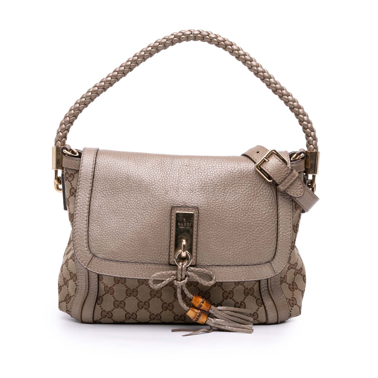 Gucci GG Canvas Bella Flap Satchel Bruin