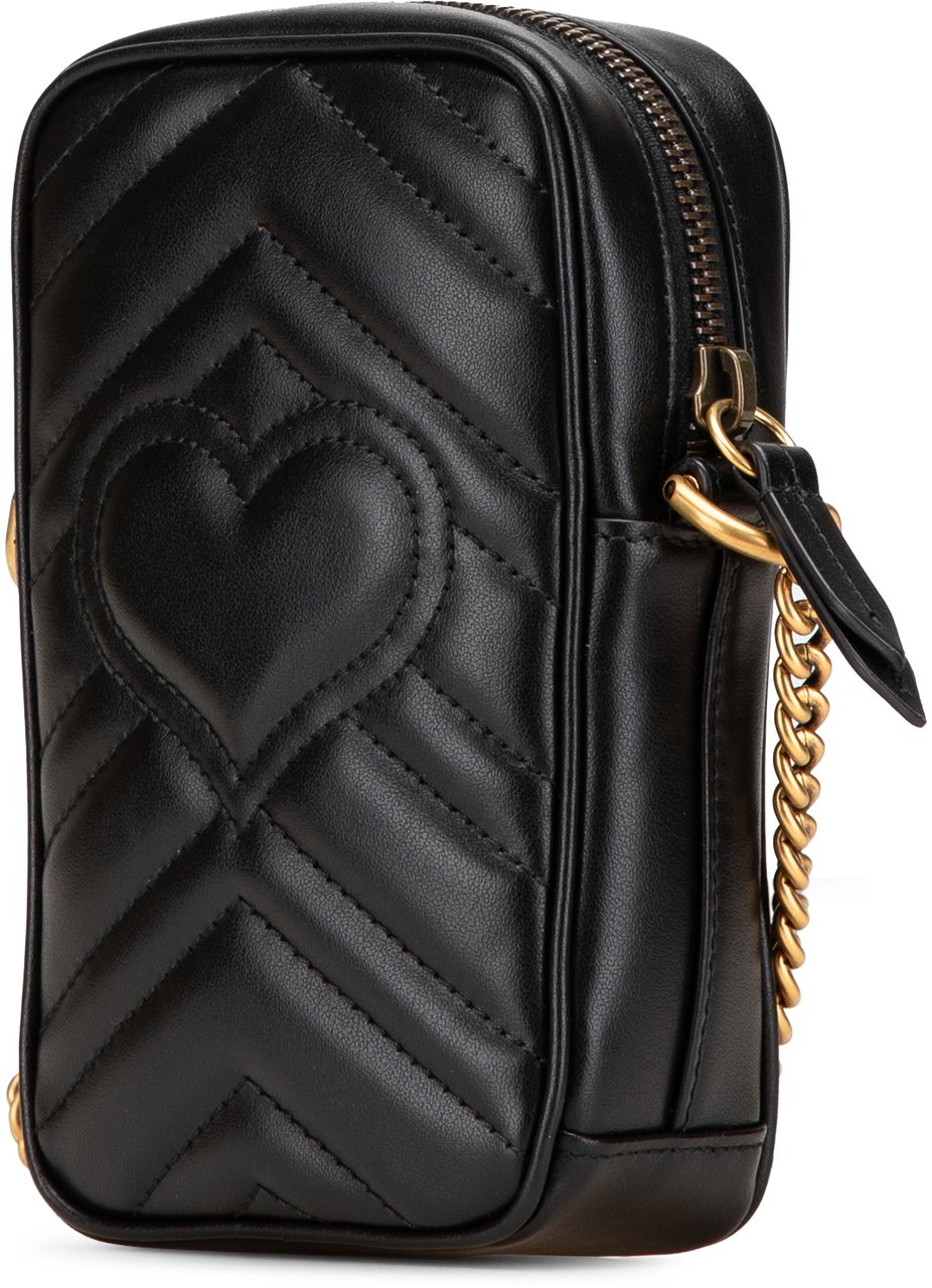 Gucci Mini GG Marmont Matelasse Leather Crossbody Zwart