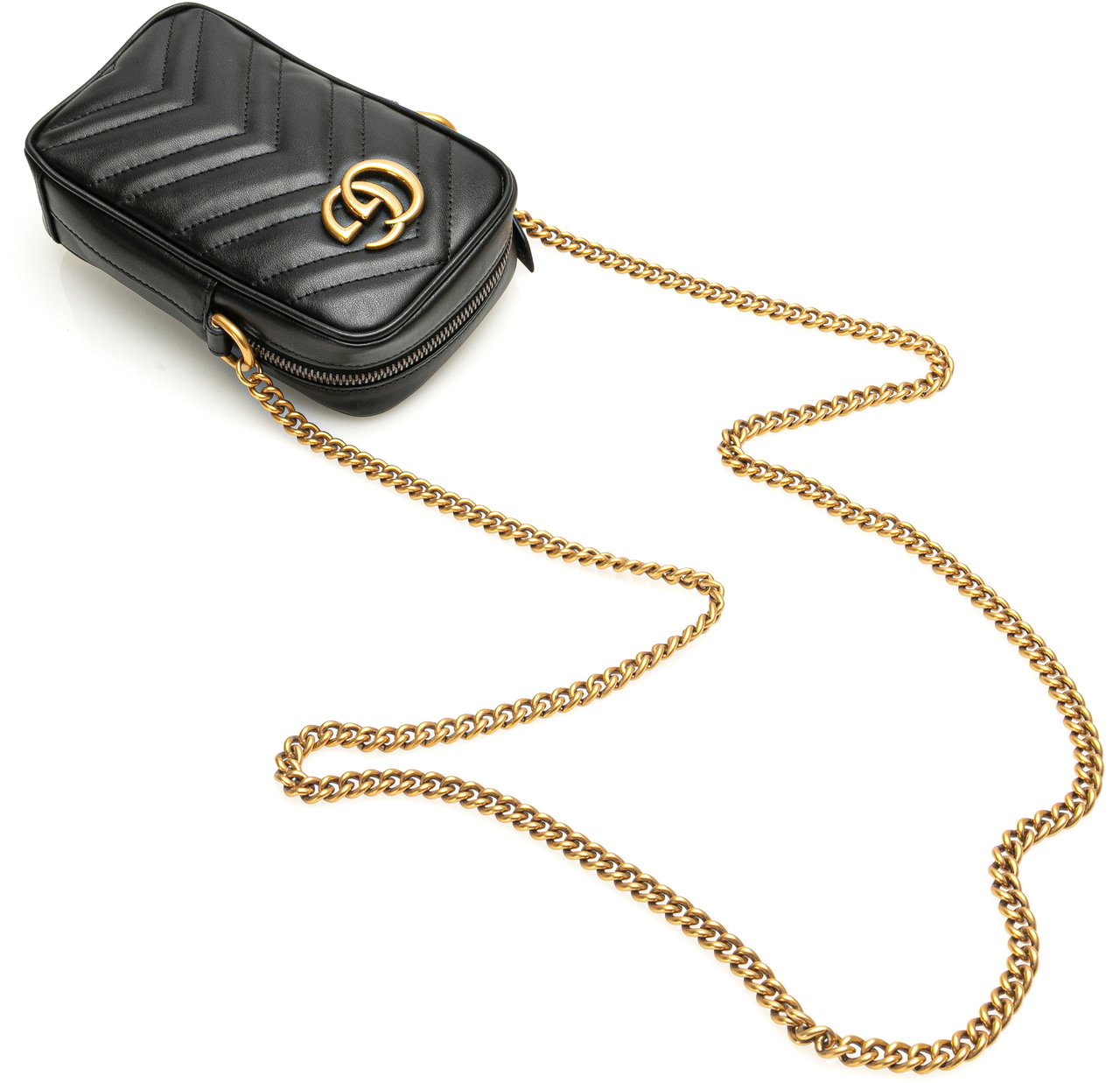 Gucci Mini GG Marmont Matelasse Leather Crossbody Zwart