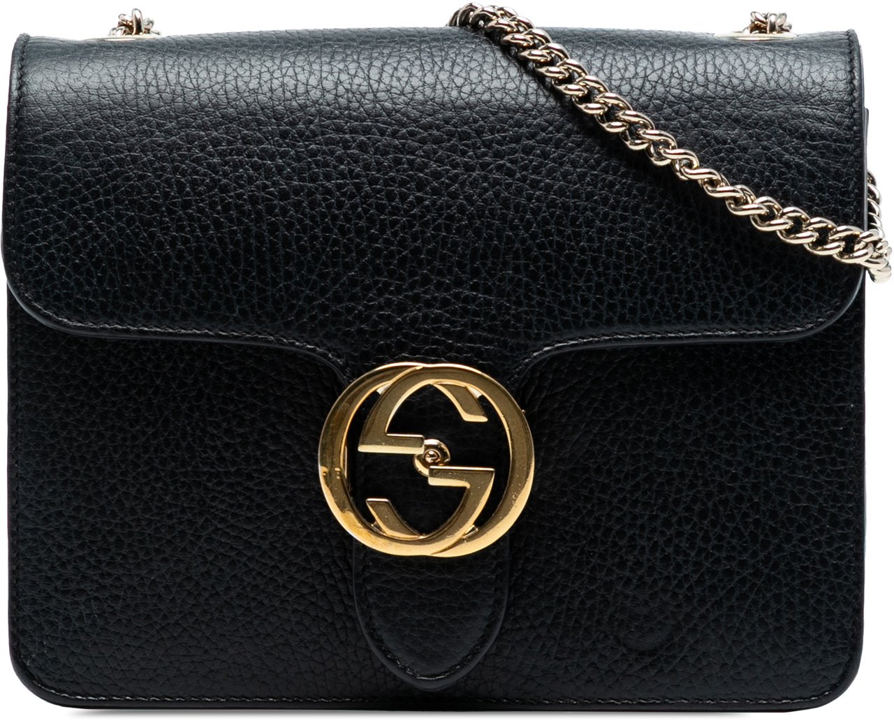 Gucci Small Dollar Calfskin Interlocking G Crossbody Zwart