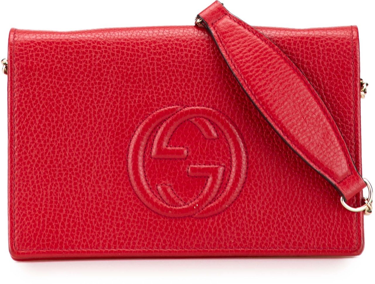 Gucci Leather Soho Wallet on Chain Rood