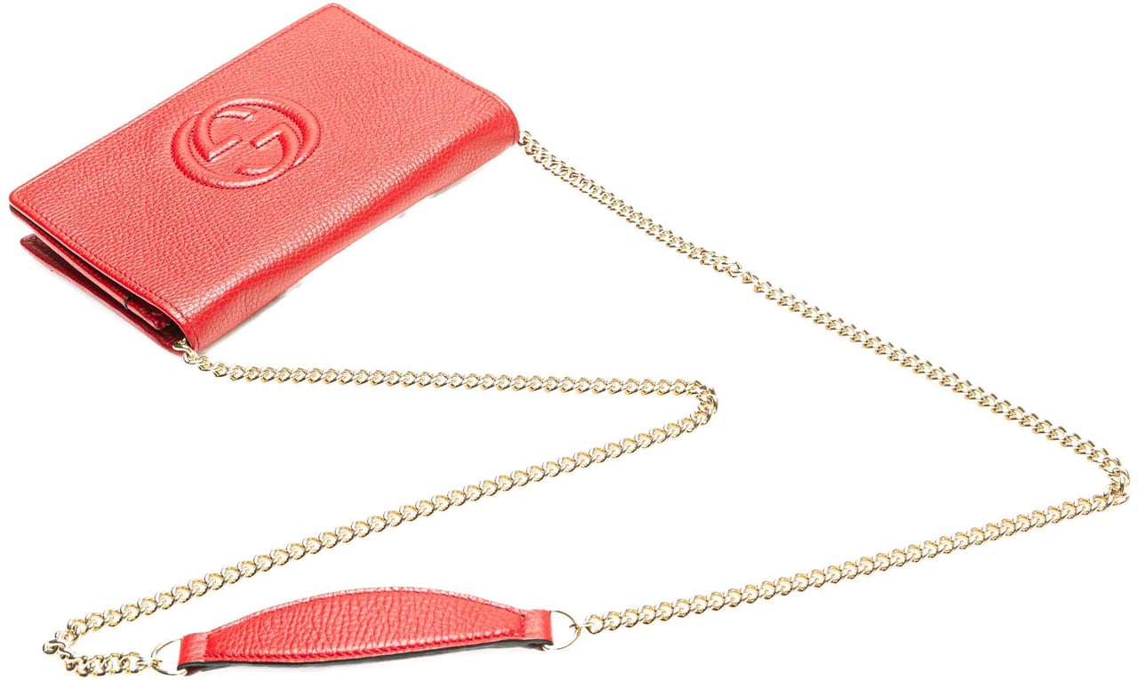 Gucci Leather Soho Wallet on Chain Rood