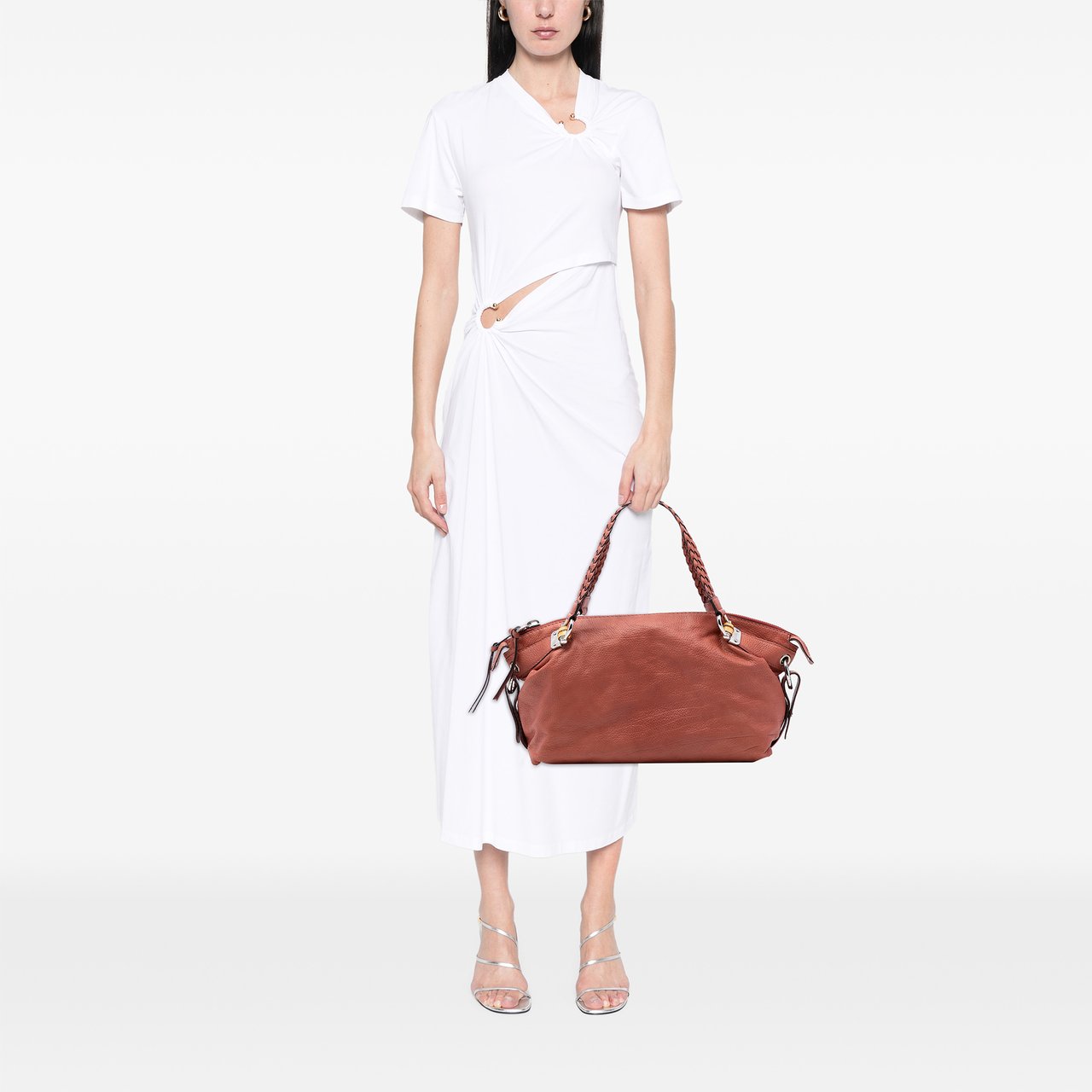 Gucci Medium Leather Bamboo Bar Tote Oranje