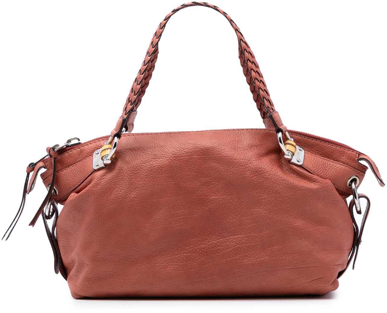 Gucci Medium Leather Bamboo Bar Tote Oranje