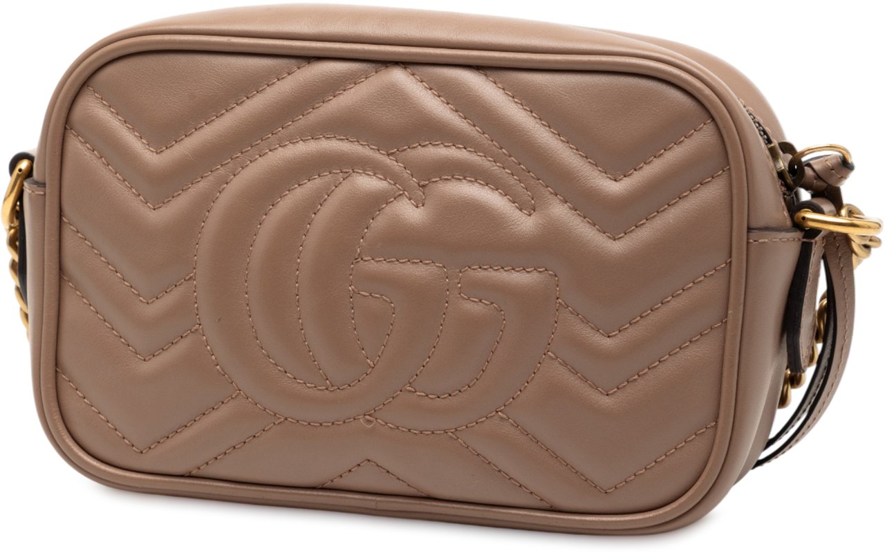 Gucci Mini GG Marmont Matelasse Leather Crossbody Bruin