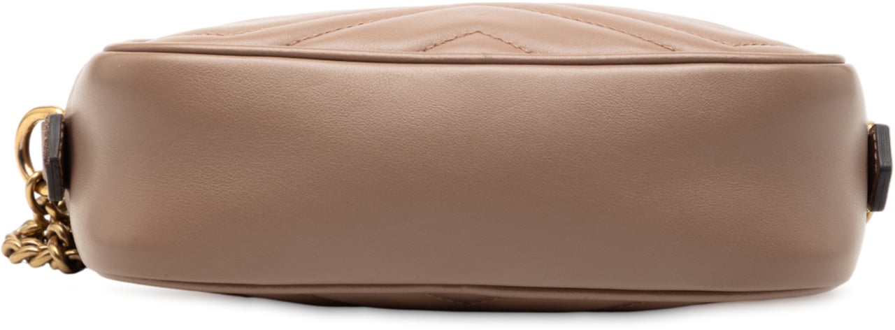 Gucci Mini GG Marmont Matelasse Leather Crossbody Bruin