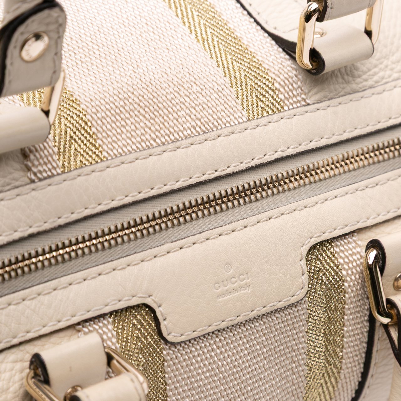Gucci Calfskin Web Joy Boston Bag Bruin