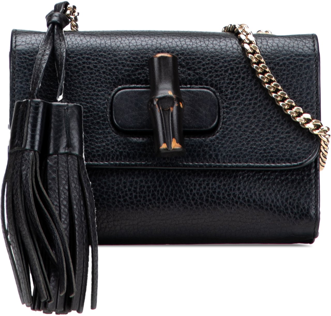Gucci Small Leather Miss Bamboo Crossbody Zwart