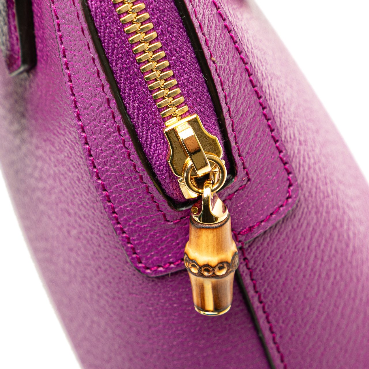 Gucci Mini Dollar Calfskin Bamboo Diana Dome Satchel Paars