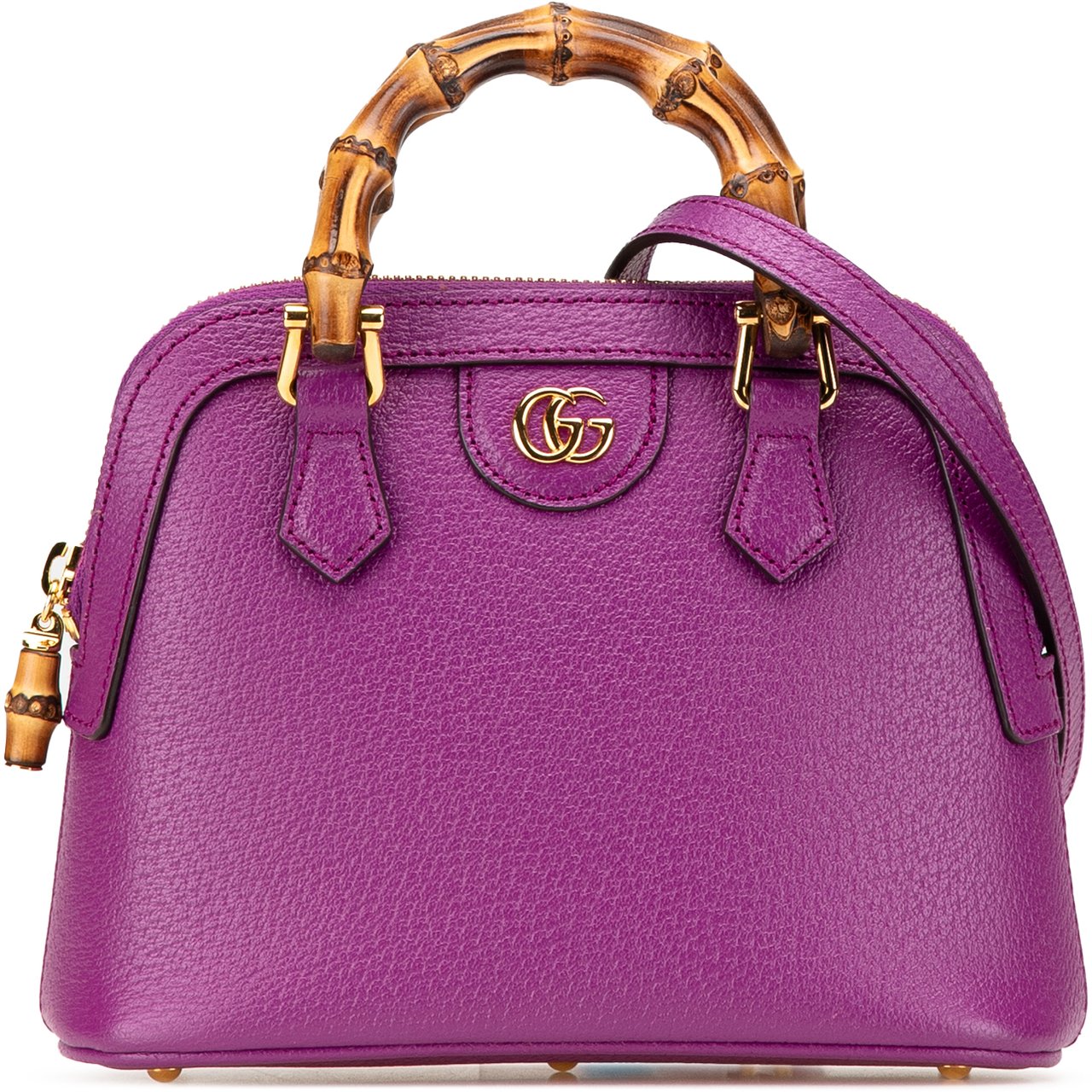 Gucci Mini Dollar Calfskin Bamboo Diana Dome Satchel Paars