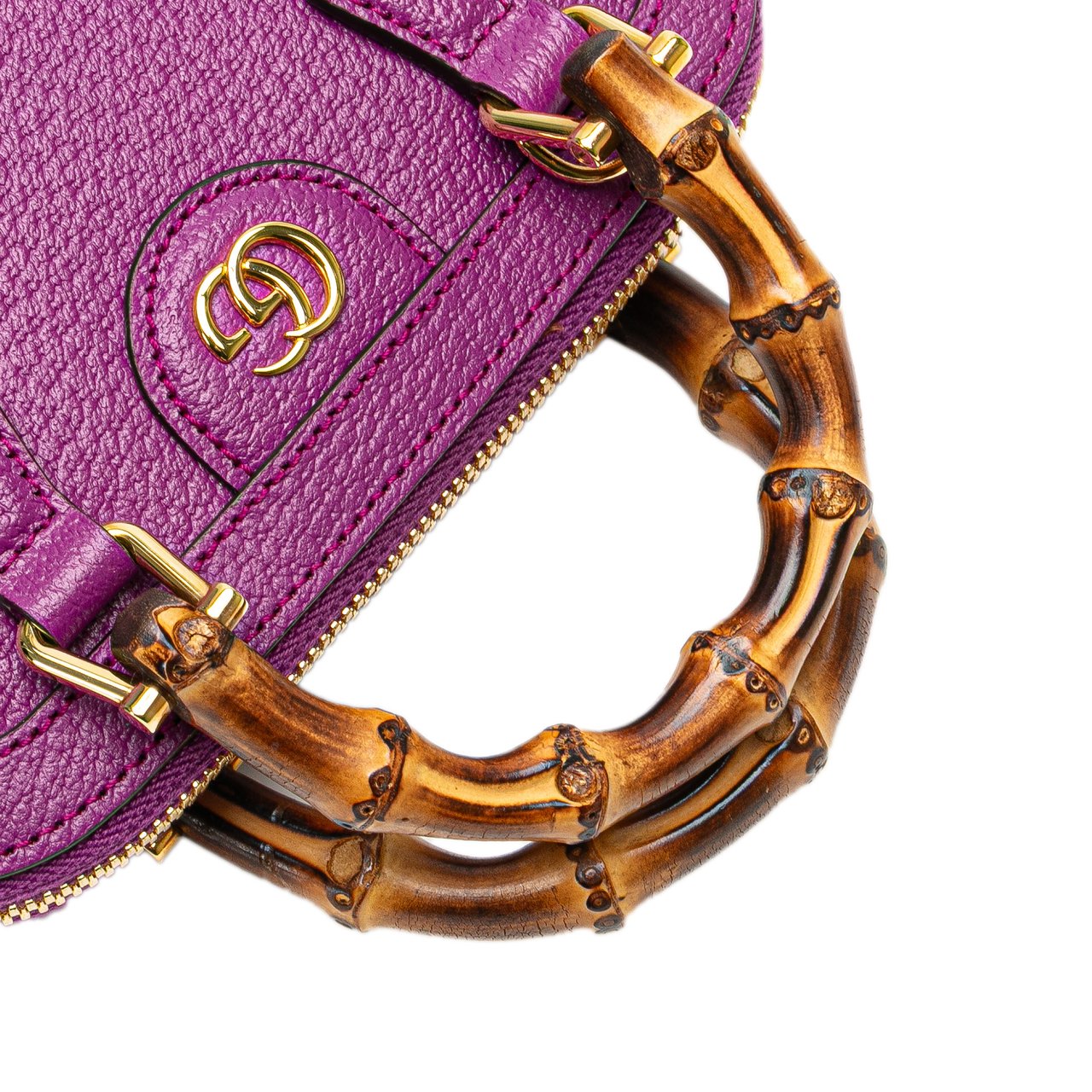 Gucci Mini Dollar Calfskin Bamboo Diana Dome Satchel Paars