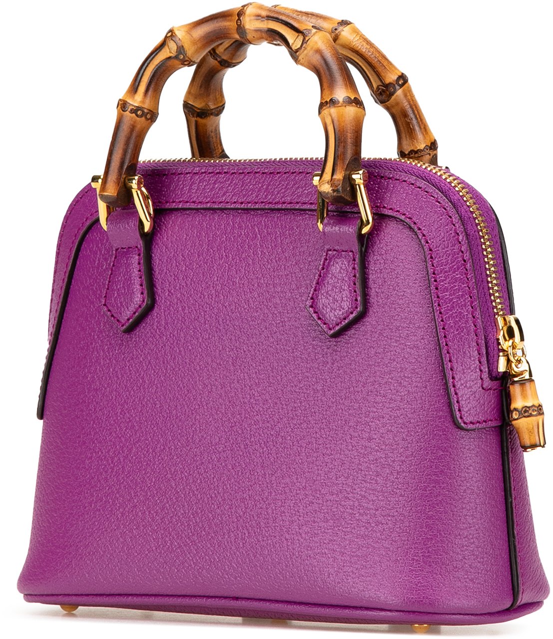 Gucci Mini Dollar Calfskin Bamboo Diana Dome Satchel Paars