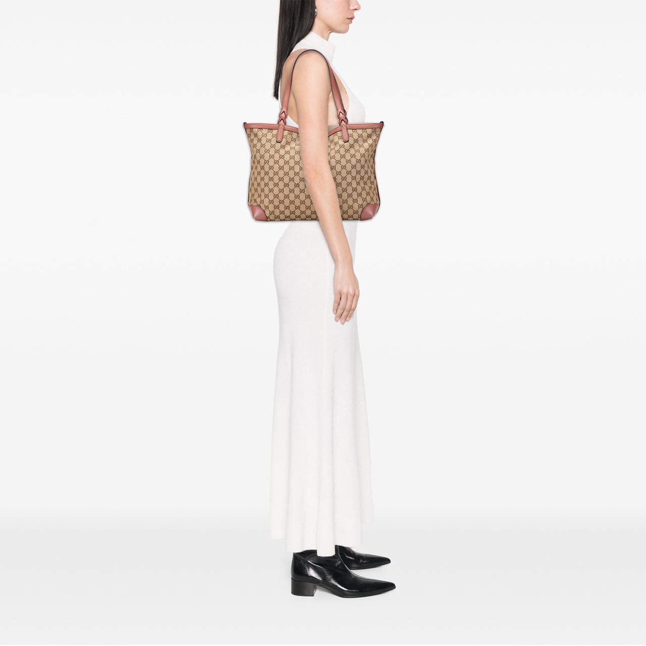 Gucci Medium GG Canvas Craft Tote Bruin