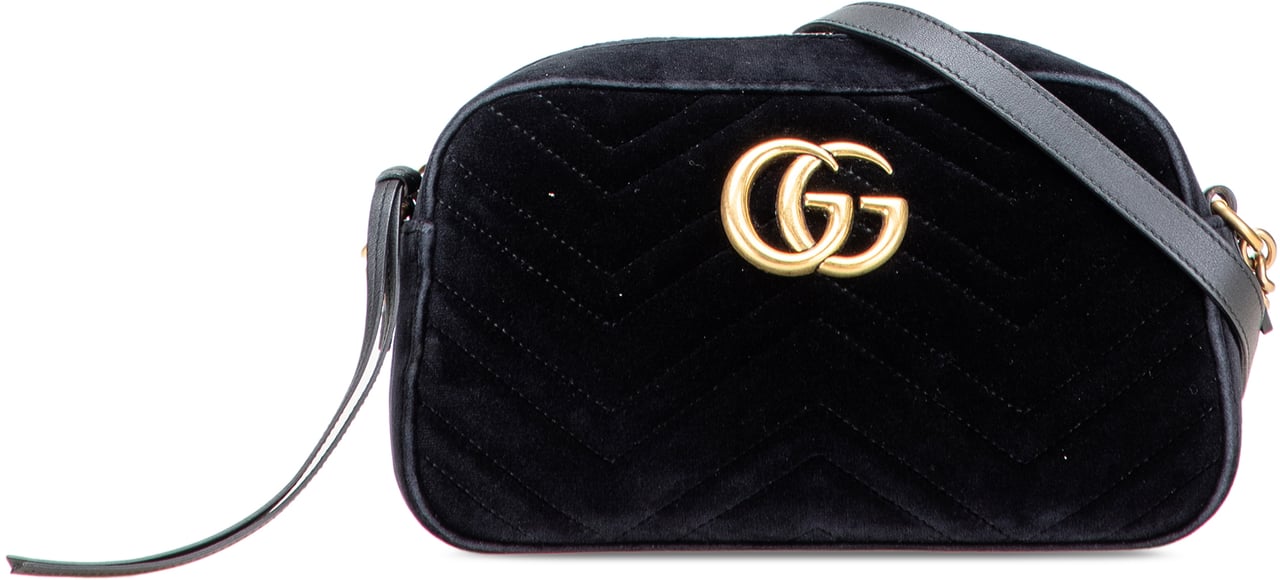 Gucci Small GG Marmont Matelasse Velvet Crossbody Zwart