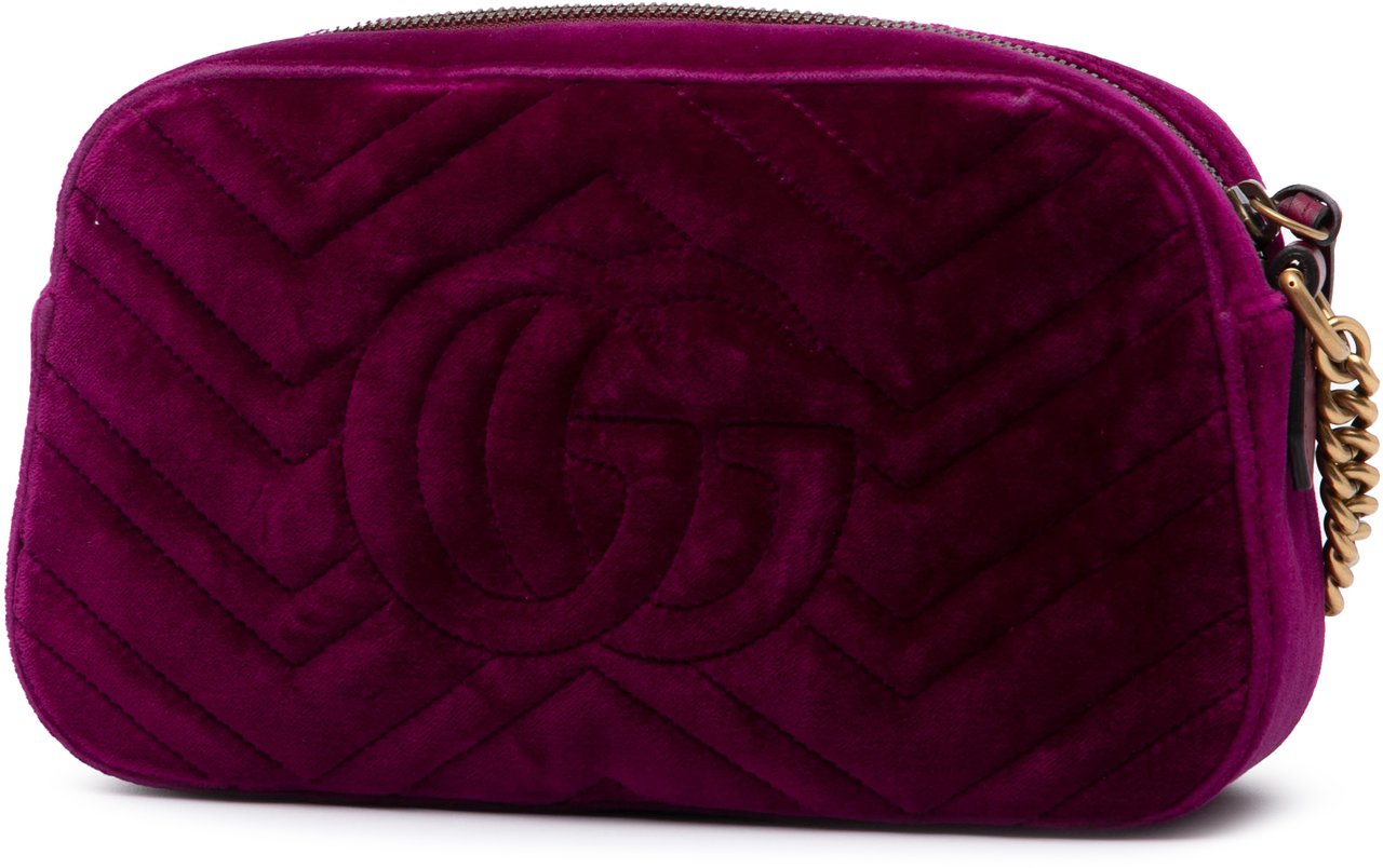 Gucci Small GG Marmont Matelasse Velvet Crossbody Paars
