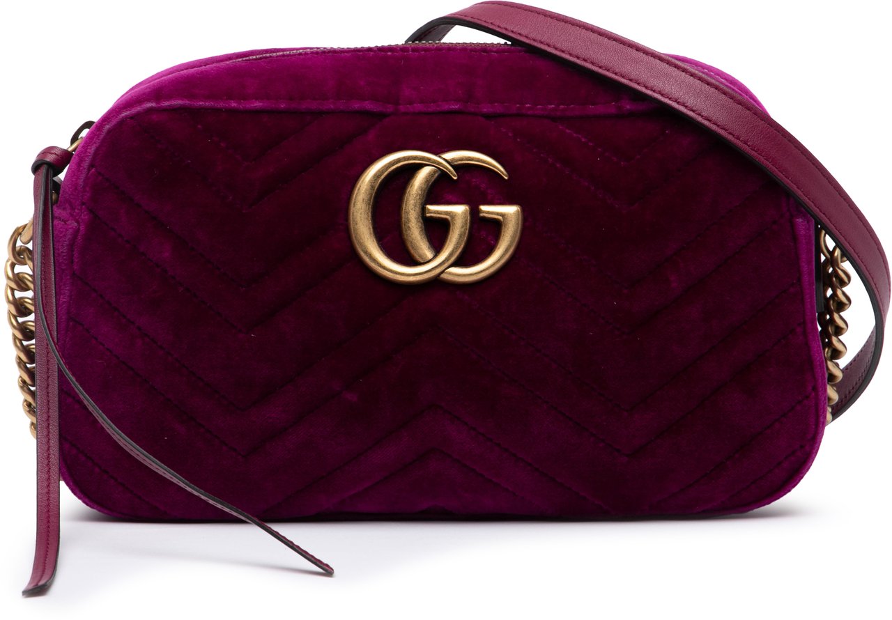 Gucci Small GG Marmont Matelasse Velvet Crossbody Paars