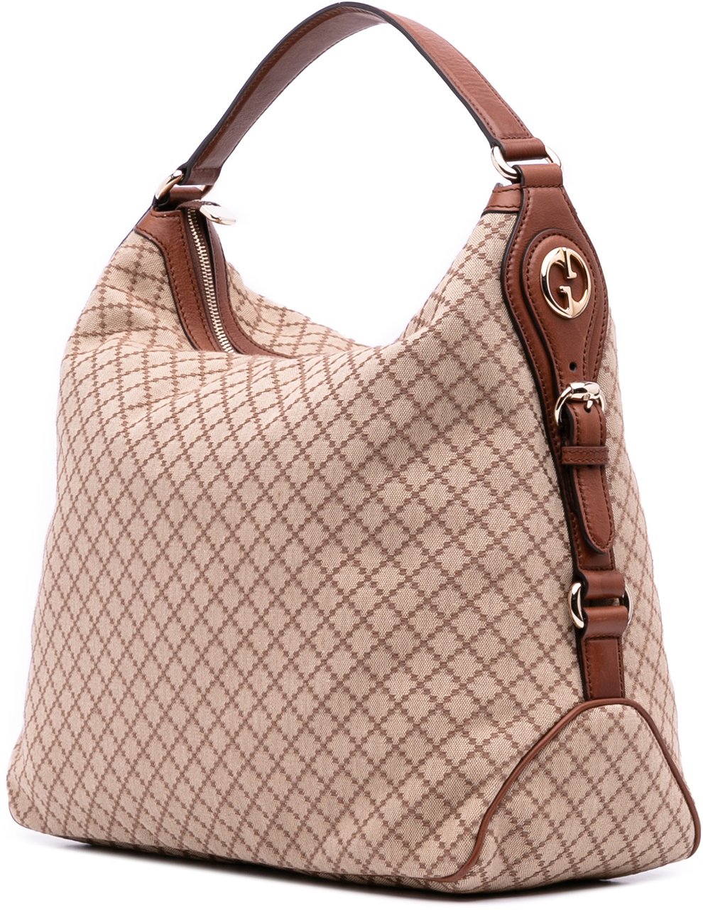 Gucci Diamante Canvas Village Double G Shoulder Bag Bruin