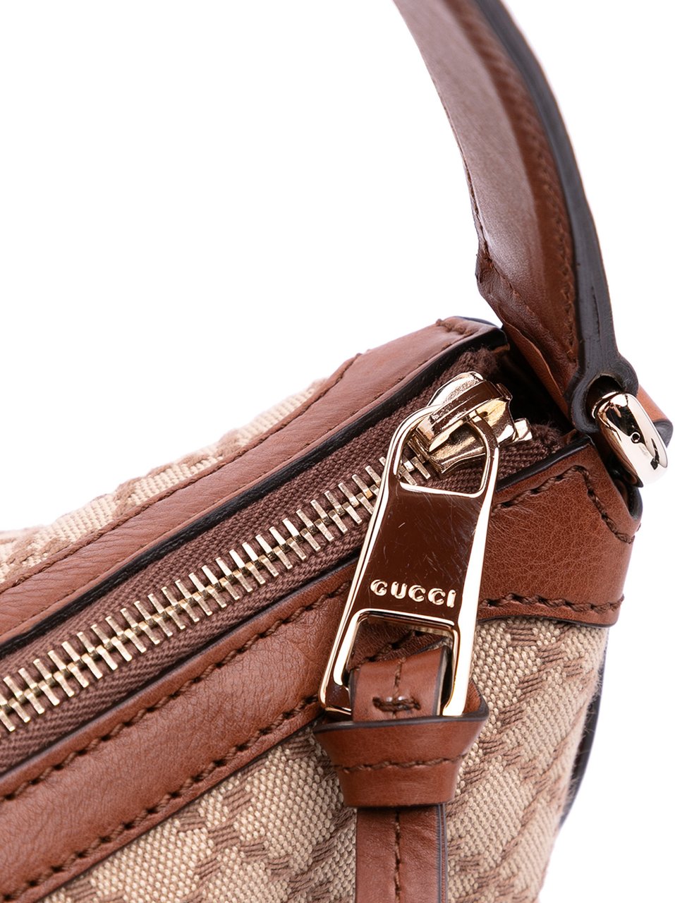 Gucci Diamante Canvas Village Double G Shoulder Bag Bruin