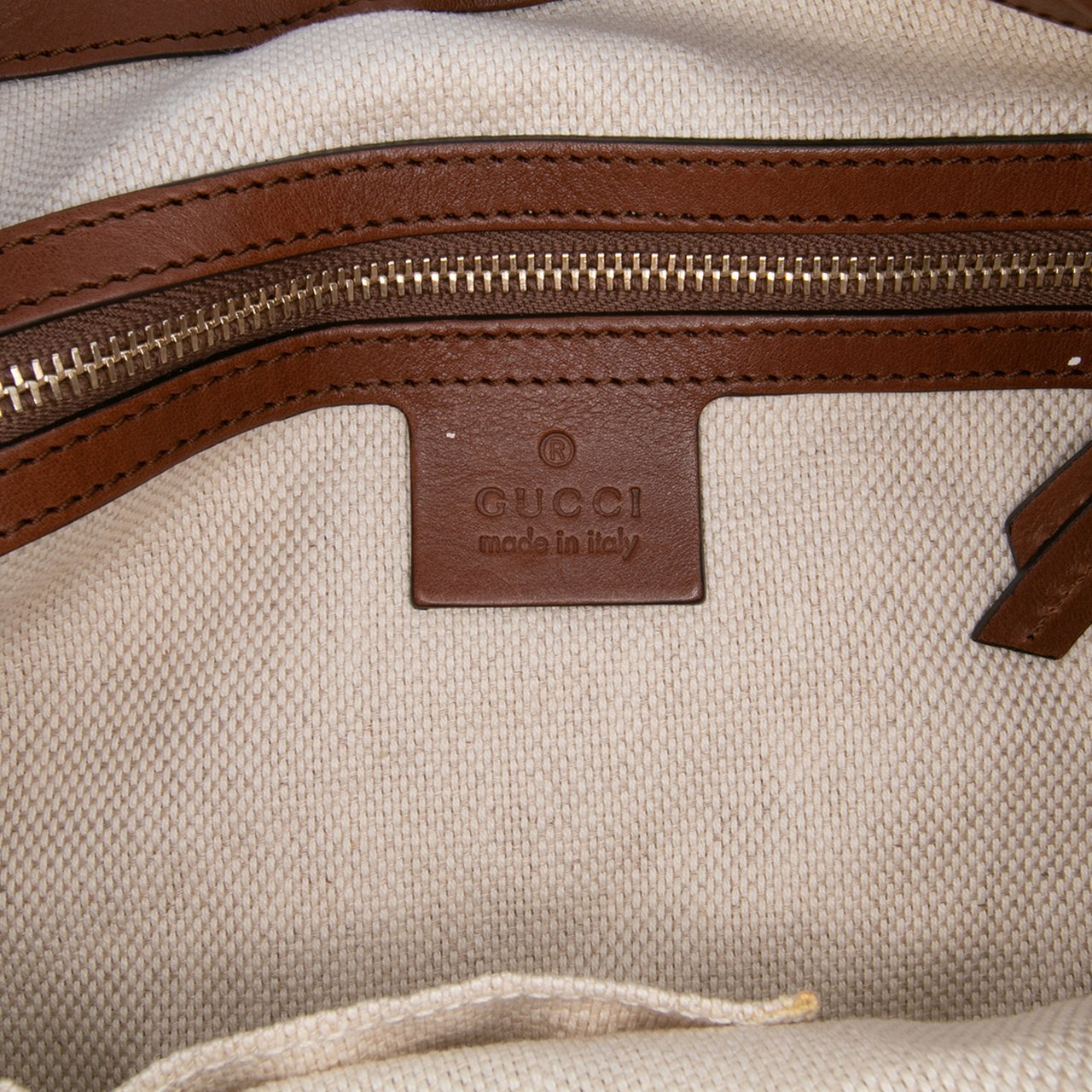 Gucci Diamante Canvas Village Double G Shoulder Bag Bruin