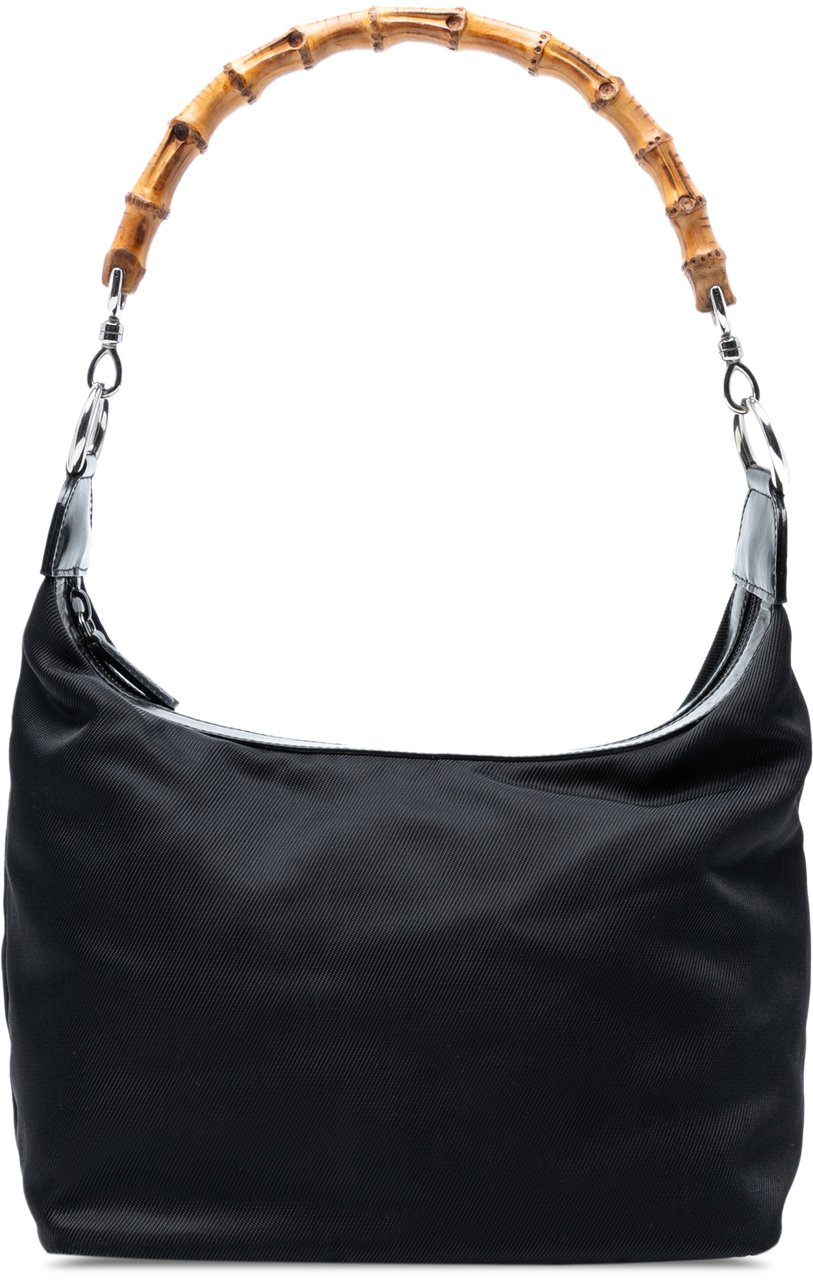 Gucci Nylon Bamboo Shoulder Bag Zwart
