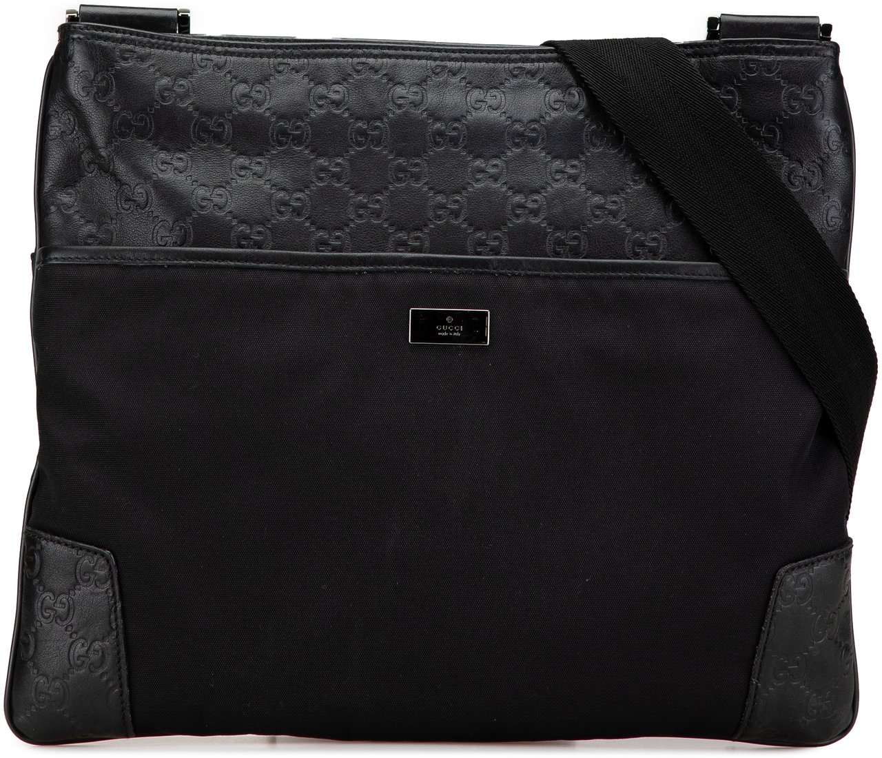 Gucci Guccissima and Nylon Crossbody Zwart