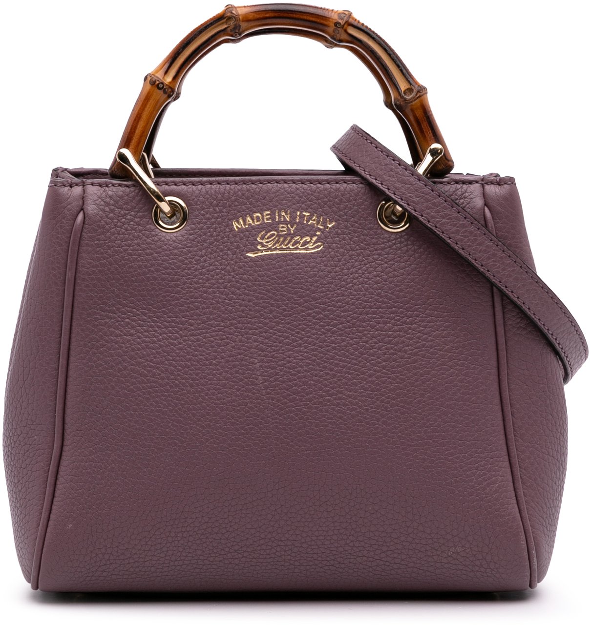 Gucci Mini Calfskin Bamboo Shopper Satchel Paars