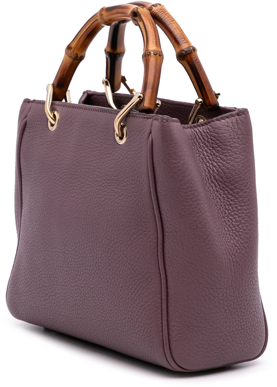 Gucci Mini Calfskin Bamboo Shopper Satchel Paars