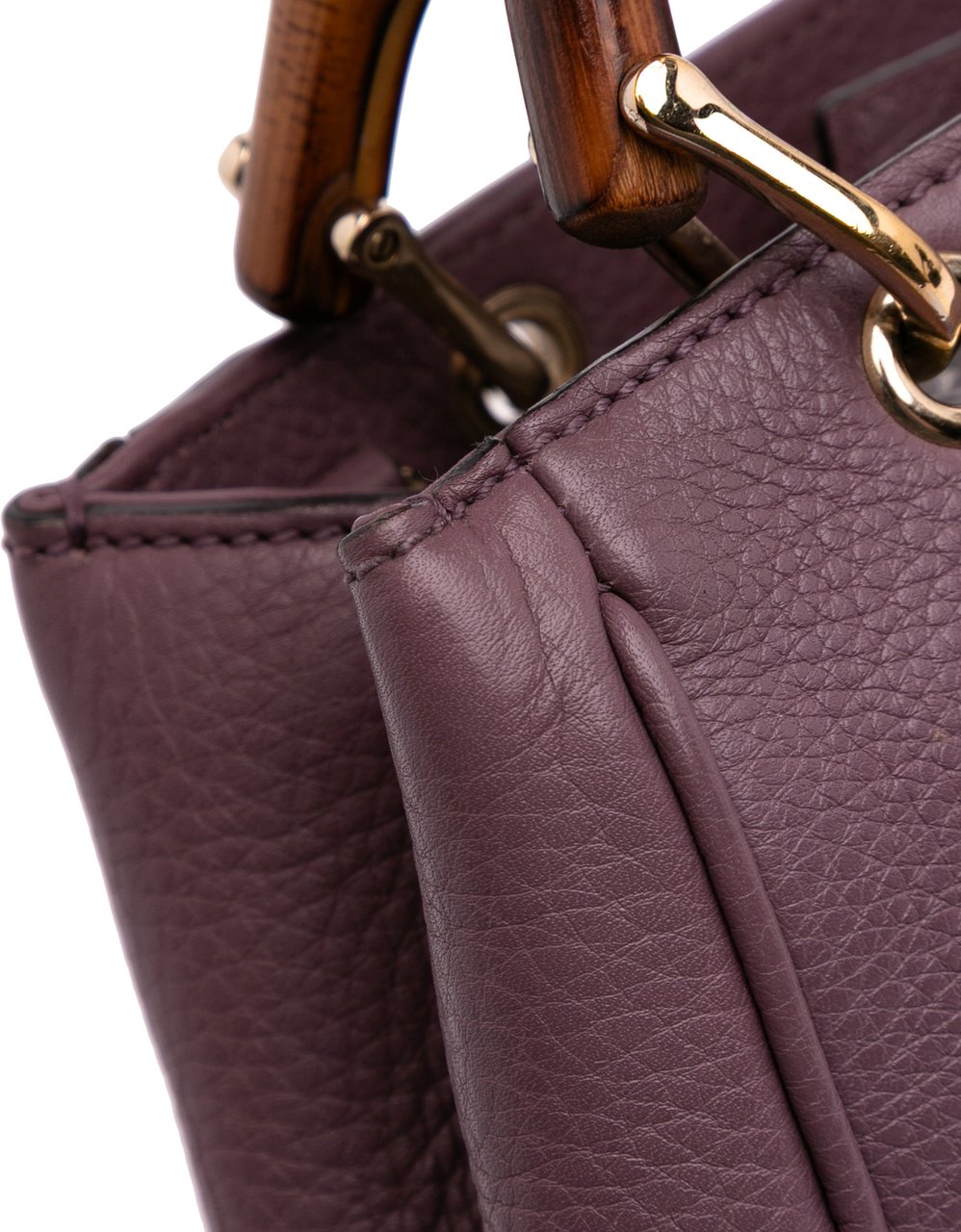 Gucci Mini Calfskin Bamboo Shopper Satchel Paars