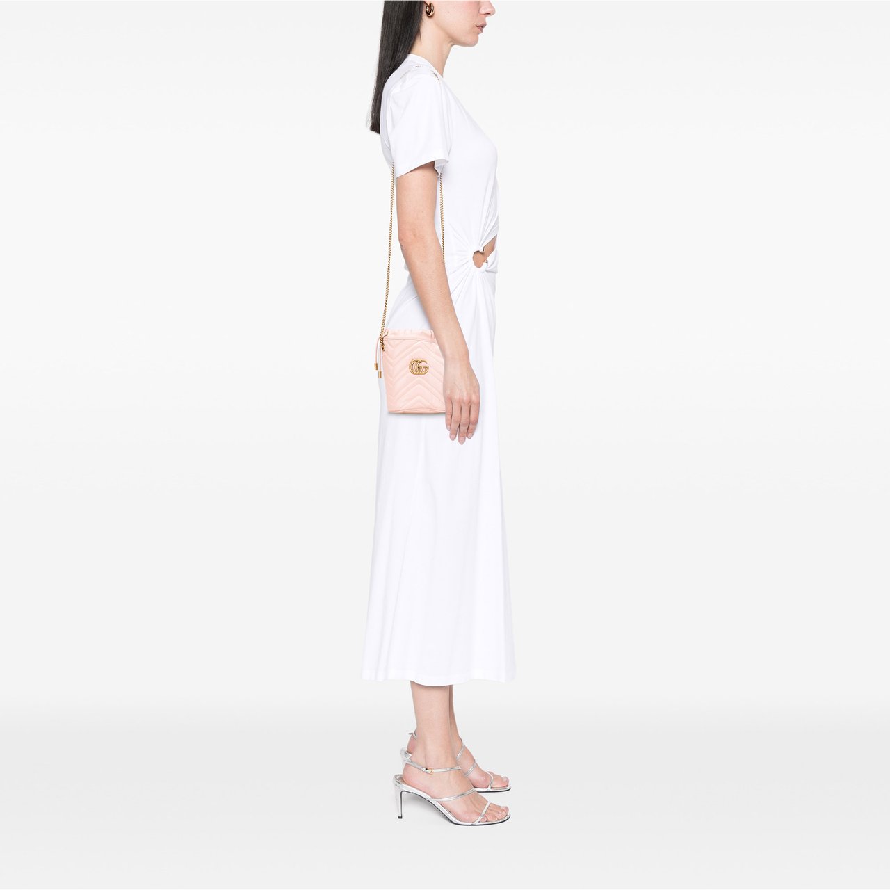 Gucci Small GG Marmont Leather Matelasse Bucket Bag Roze