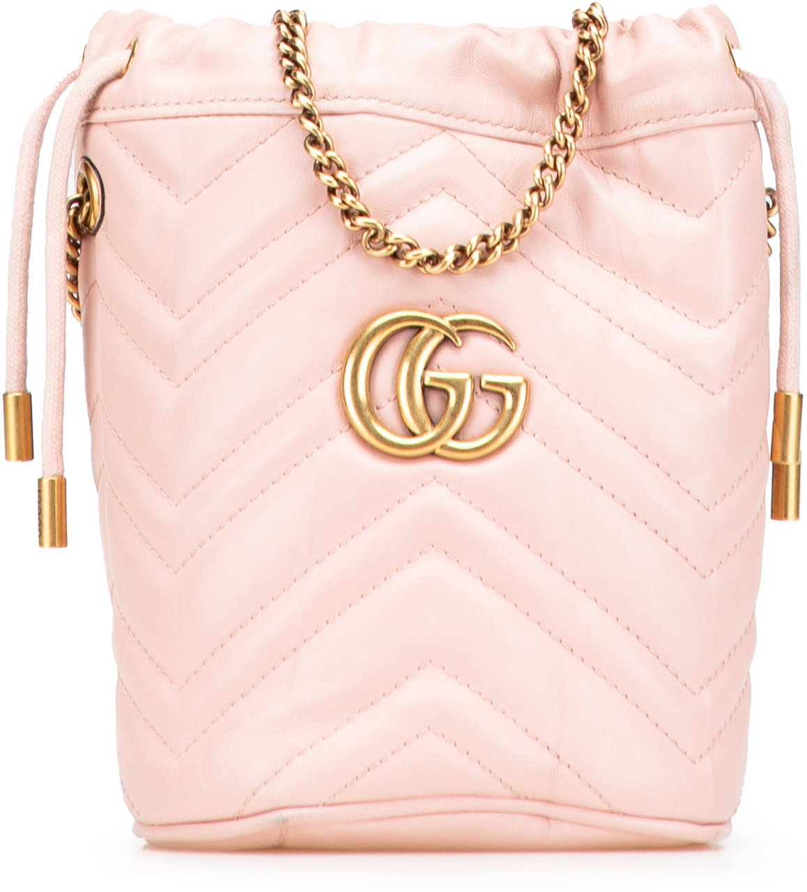 Gucci Small GG Marmont Leather Matelasse Bucket Bag Roze