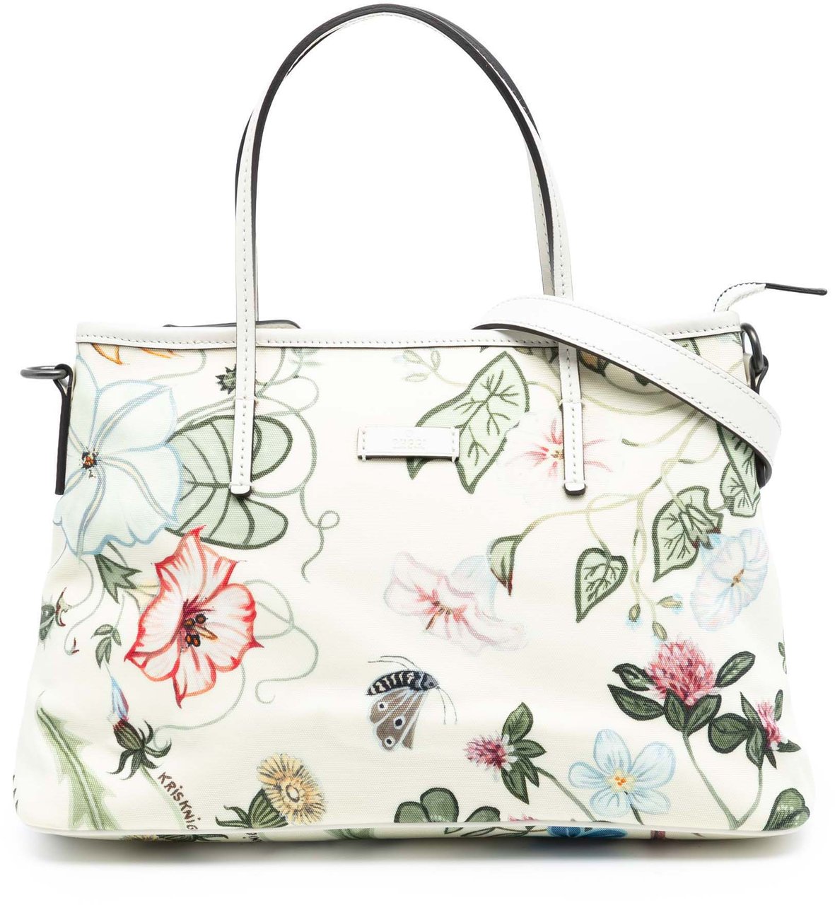 Gucci Small Canvas Flora Knight Convertible Tote Wit